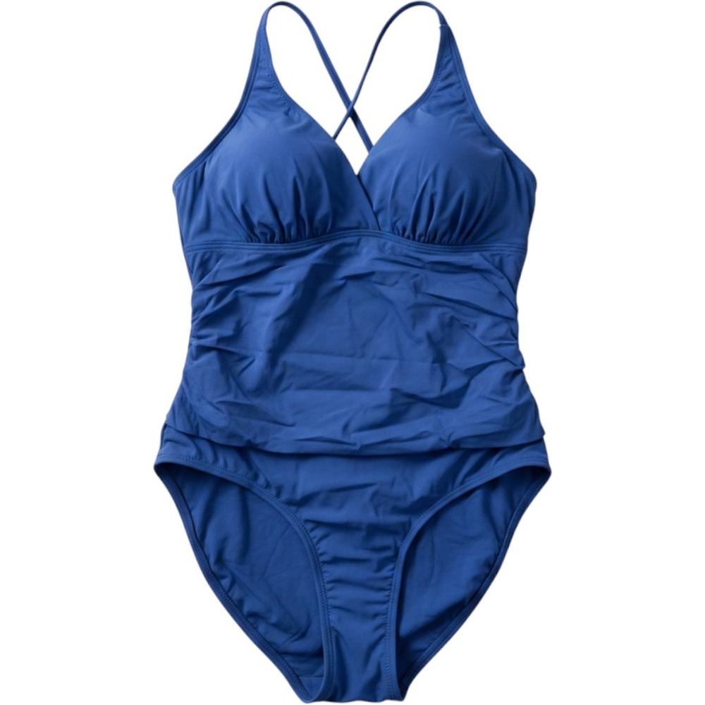 Jantzen Womens Pantheon Blue Ruched Tummy Control One Piece Swimsuit Size 16 NEW